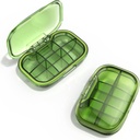 6 Compartment Travel Pill Box, Pill Organizer Moisture Proof Pill Case, Small Pill Box für Taschengeld, Täglich tragbare Medizin Vitamin Box, Fish Oil Box, Supplement Box(Green)