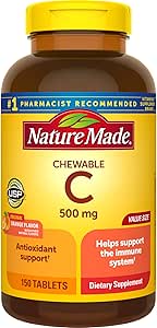 Natur Made Kaubares Vitamin C 500 mg Tabletten, 150 Zählwert Größe, um das Immunsystem zu unterstützen (Pack von 3)