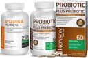 Bronson Probiotic 50 Billion CFU + Präbiotikum mit Apfel-Polyphenole & Ananas-Fruchtextrakt + Vitamin A 10.000 IU Premium Non-GMO-Formel