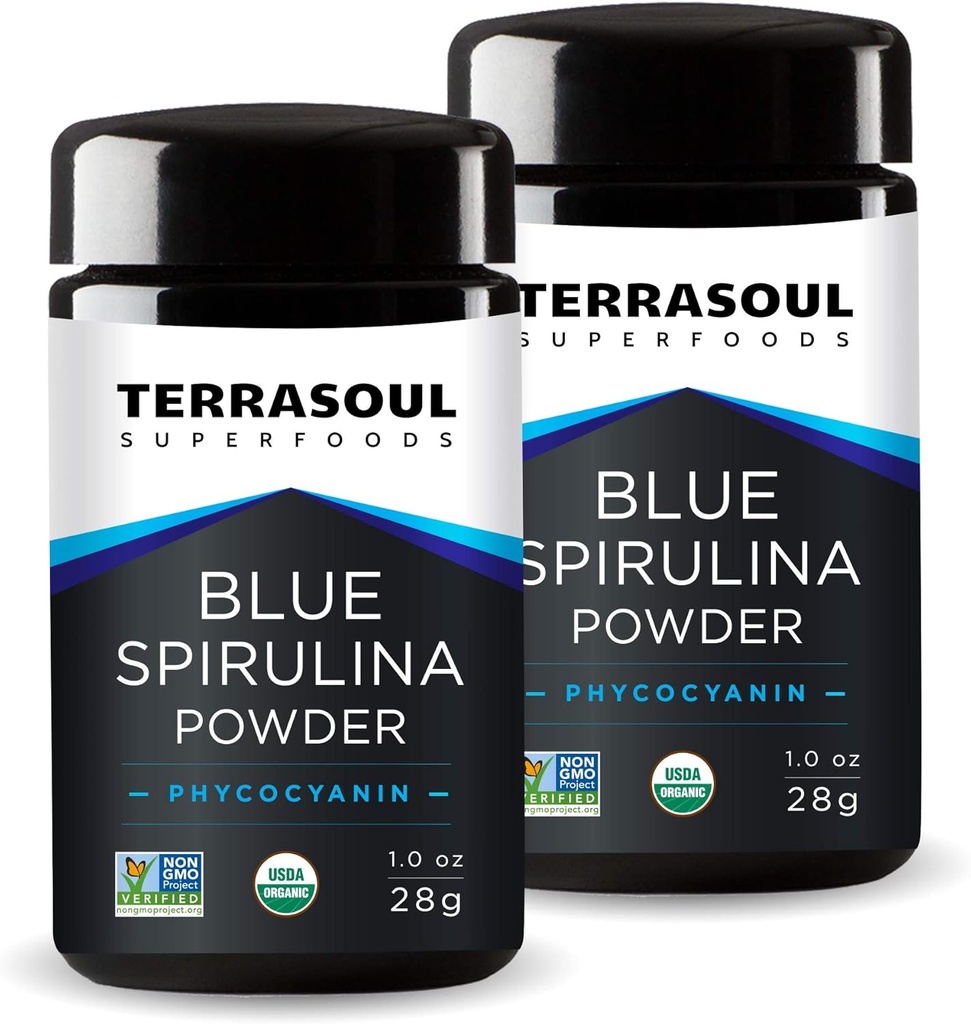 Terrasoul Superfoods Bio Blue Spirulina Pulver (in Miron Glass Jar) : 2 Oz (2 Packung)