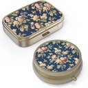 Pille Case Pille Box mit Spiegel Retro kleine Pille Fall für Geldbörse oder Tasche Bronze Pille Box oder Vitamine, Fischöl, Ergänzungen, Pille Enthalten Reise-Geschenk(2PCS)