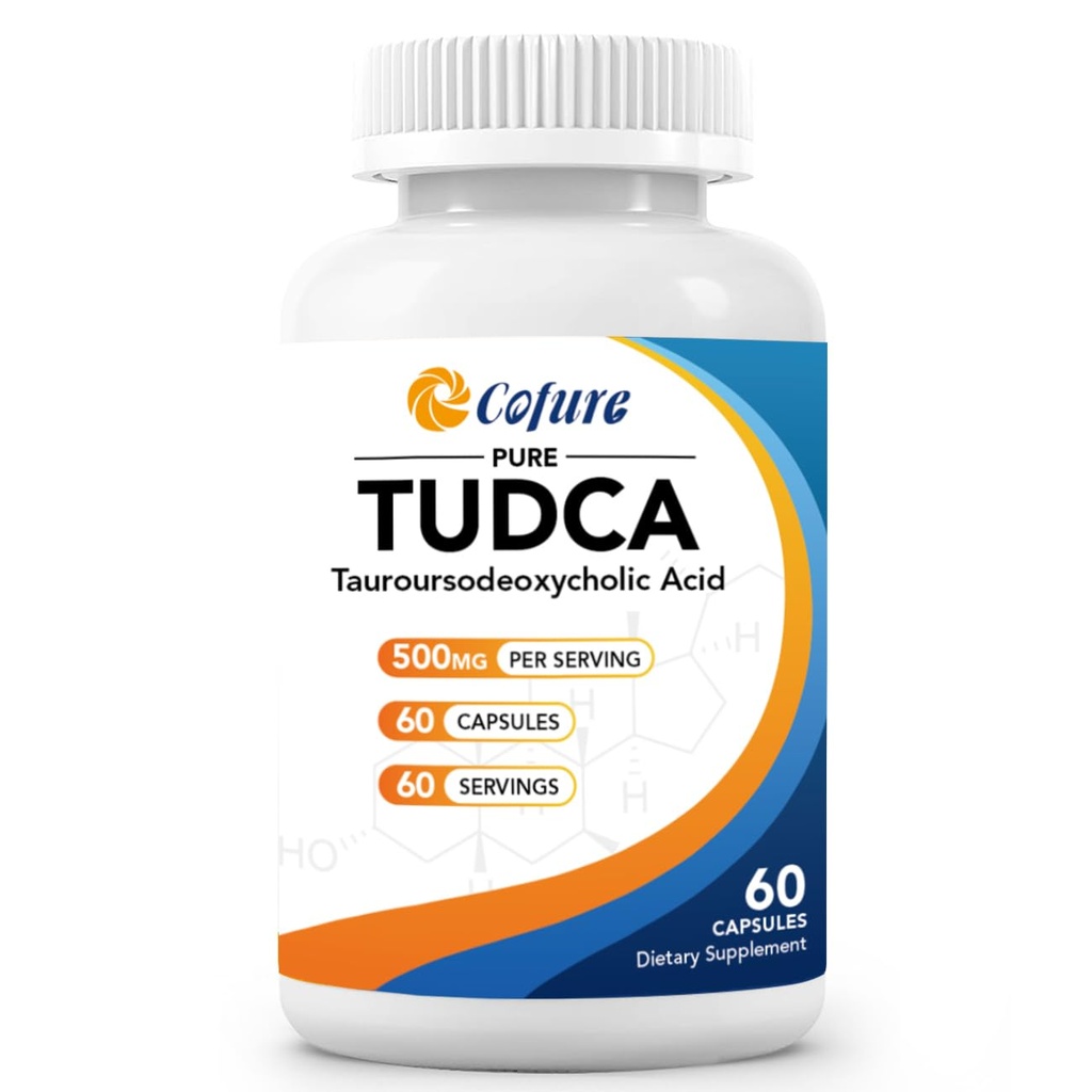 TUDCA 500mg Supplement, Liver and Gallbladder Support, Genuine Purified Bile Salts with Bitter Taste, Vegan, Gluten Free, Non GMO - 60 Capsules
