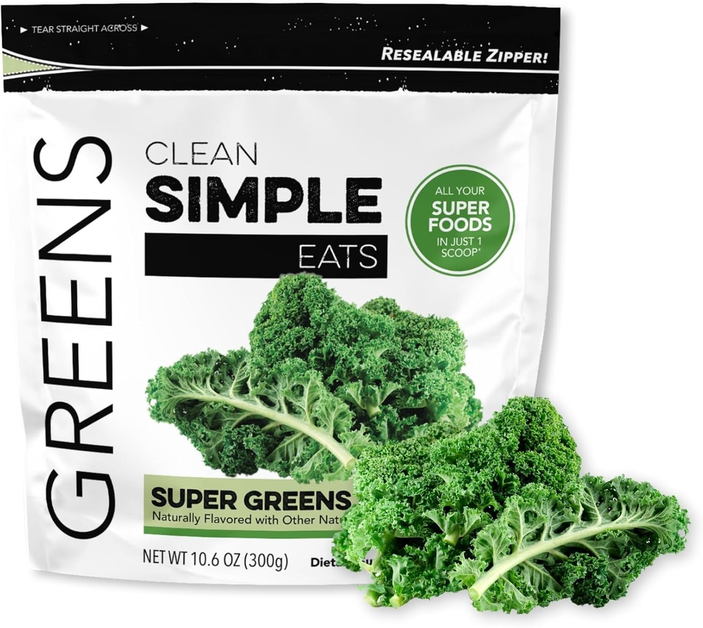 Reinigen Sie einfache Eats Super Greens Pulver, Natürlich aromatisierte Grüns Pulver mit Chlorella, Spirulina, Superfoods & Prebiotic Fiber, keine künstlichen Inhaltsstoffe, Glutenfrei, Classic Greens Flavor, 30 Srvgs