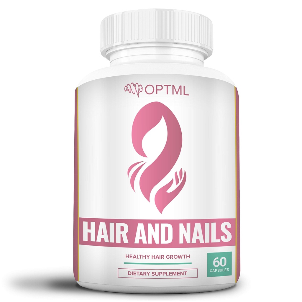 OPTML Hair and Nail Vitamins for Hair Growth and Thickness, Biotin-Infused Hair Pills, Haar Vitamine für schnelleres Haarwachstum und gesunde Nägel, für Frauen und Männer, 60 Kapseln