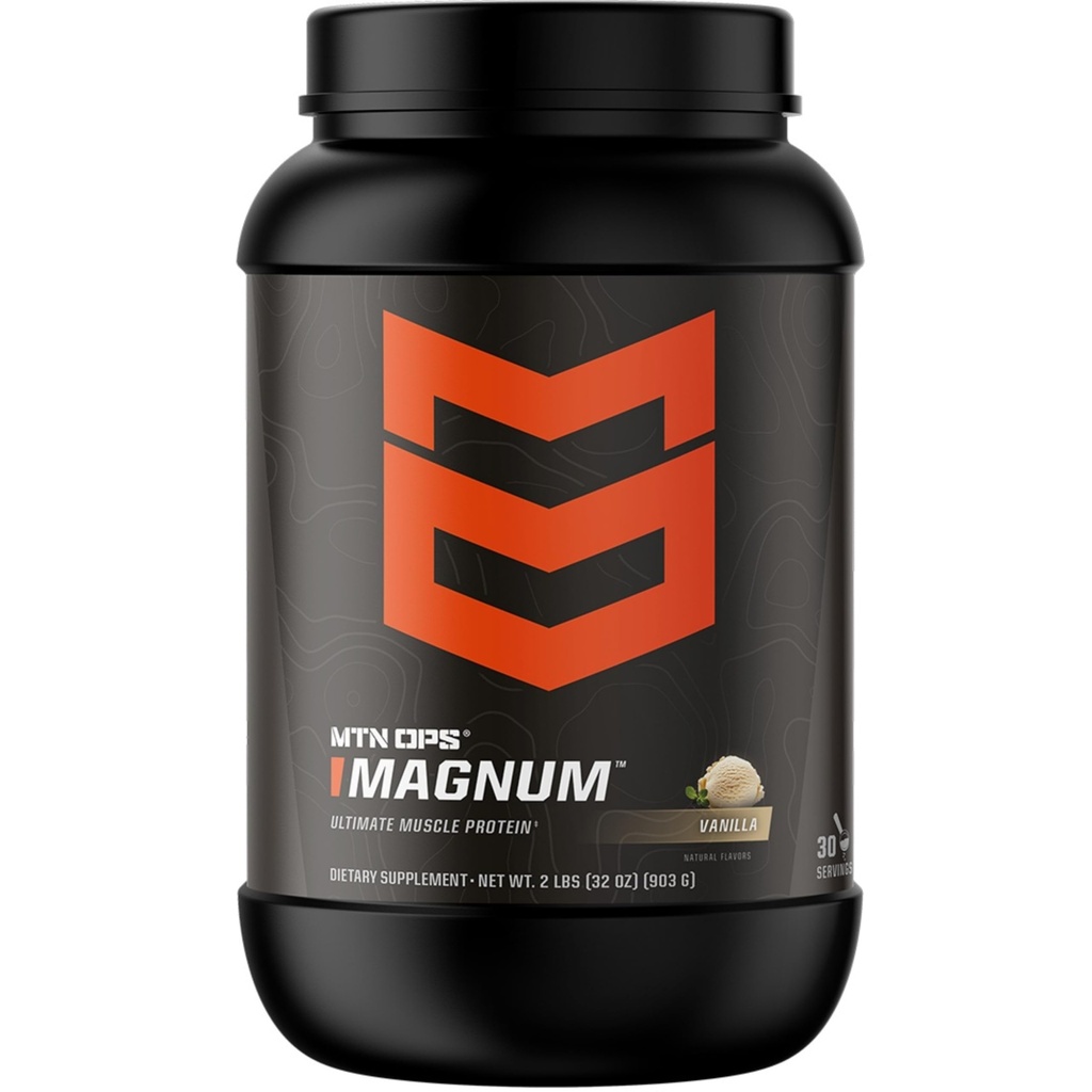 MTN OPS Magnum Vanilla Protein Powder, 23g Whey Isolate Protein & Milk Protein mit BCAAs, Zero Sugar & Gluten Free, Vanilla Milkshake, 30-Serving Tub