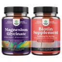 Bundle Pure Magnesium Glycinate 400mg Pro Serviving for Mood Sleep and Relaxation 240ct and Pure Biotin Pills for Women Men - Stop Hair Loss Thinning Natural Supplement