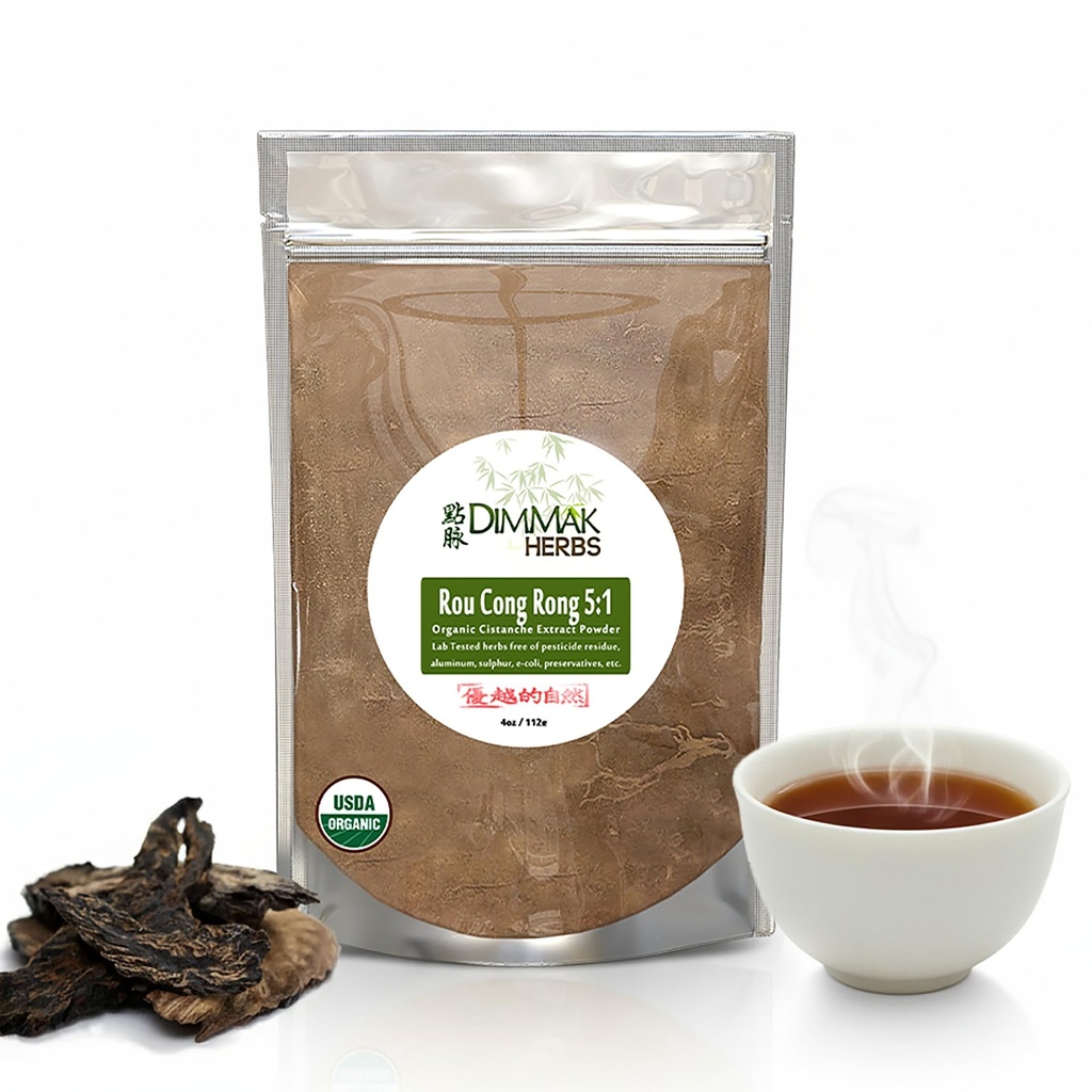 Bio Rou Cong Rong 5:1 Extrakt Pulver 4oz | Cistanche Deserticola/Broomrape Lab Getestet 5:1 Konzentrat zu Wasser oder Smoothie 4oz/112g von Dimmak Herbs