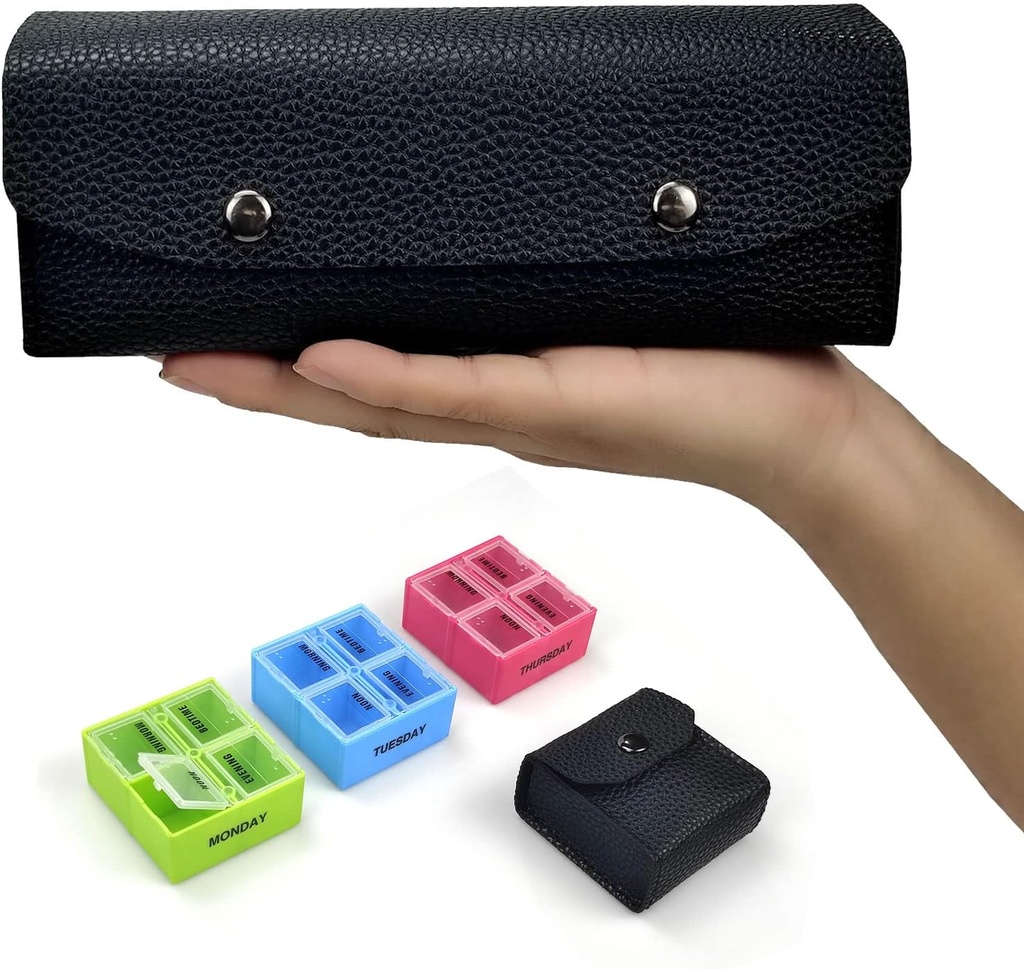 VOFOON Travel Pill Organizer 4 Mal pro Tag, Wöchentliche Pille Box 4X pro Tag Medizin Organizer Pille für Vitamine Medizin Fischöle Nahrungsergänzungsmittel