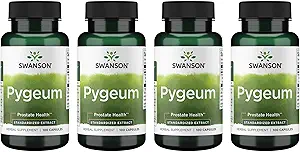 Swanson Pygeum - Kräuterergänzung Förderung männlicher Prostata Gesundheit, Blase und urinärer Trakt Gesundheitsunterstützung - Mens Health Supplement - (100 Kapseln, je 125mg) 4 Pack