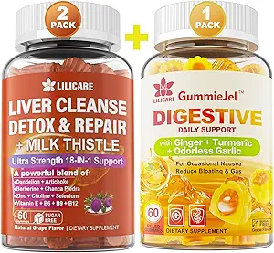 Bundle Ginger Chews Ergänzung Gummi für Übelkeit, Stomach Relief & Liver Cleanse Detox & Repair Gummis mit Milchdistel
