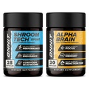 ONNIT Premium Alpha Brain Bundle - Nootropic Brain Supplement (30 Zähler) für Fokus, Konzentration & Speicher + Shroom Tech Sport für Übung, Energie & Herz-Kreislauf-Leistung (28 Zähler)