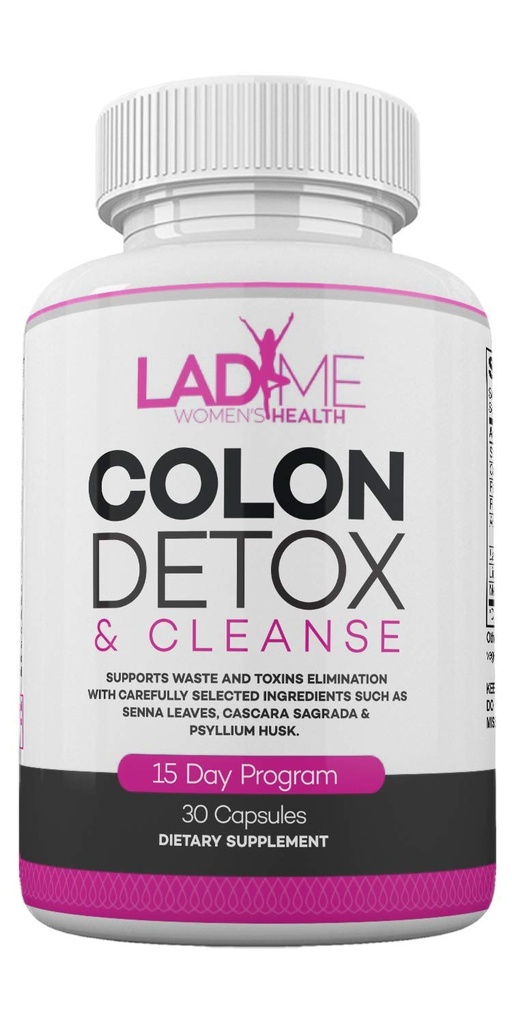 Pure Colon Cleanse & Detox 15 Day Program - Herbal Laxative Constipation Relief mit Psyllium Husk, Cascara Sagrada & Senna Blätter - Special Women Intestinal Cleanser von Ladyme - 30 Kapseln