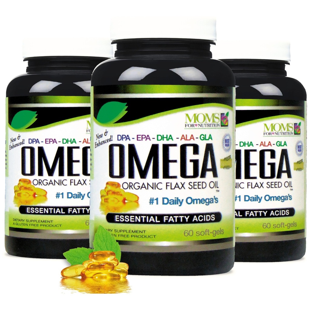 Natural Omega 3-6-9 Blend DPA, EPA, DHA, ALA und GLA - Bio Flax Seed Oil plus Wild Caught Natural Fish Oil - Über 2.800 Milligram Strength - Glutenfrei - Made in the USA - 60 SoftGels (Pack mit 3)