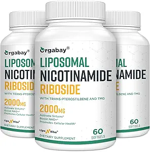 Orgabay Liposomal Nicotinamid Riboside 2000 MG mit TMG und Pterostilbene, Boosting NAD+, Support Healthy Aging, 180 Count