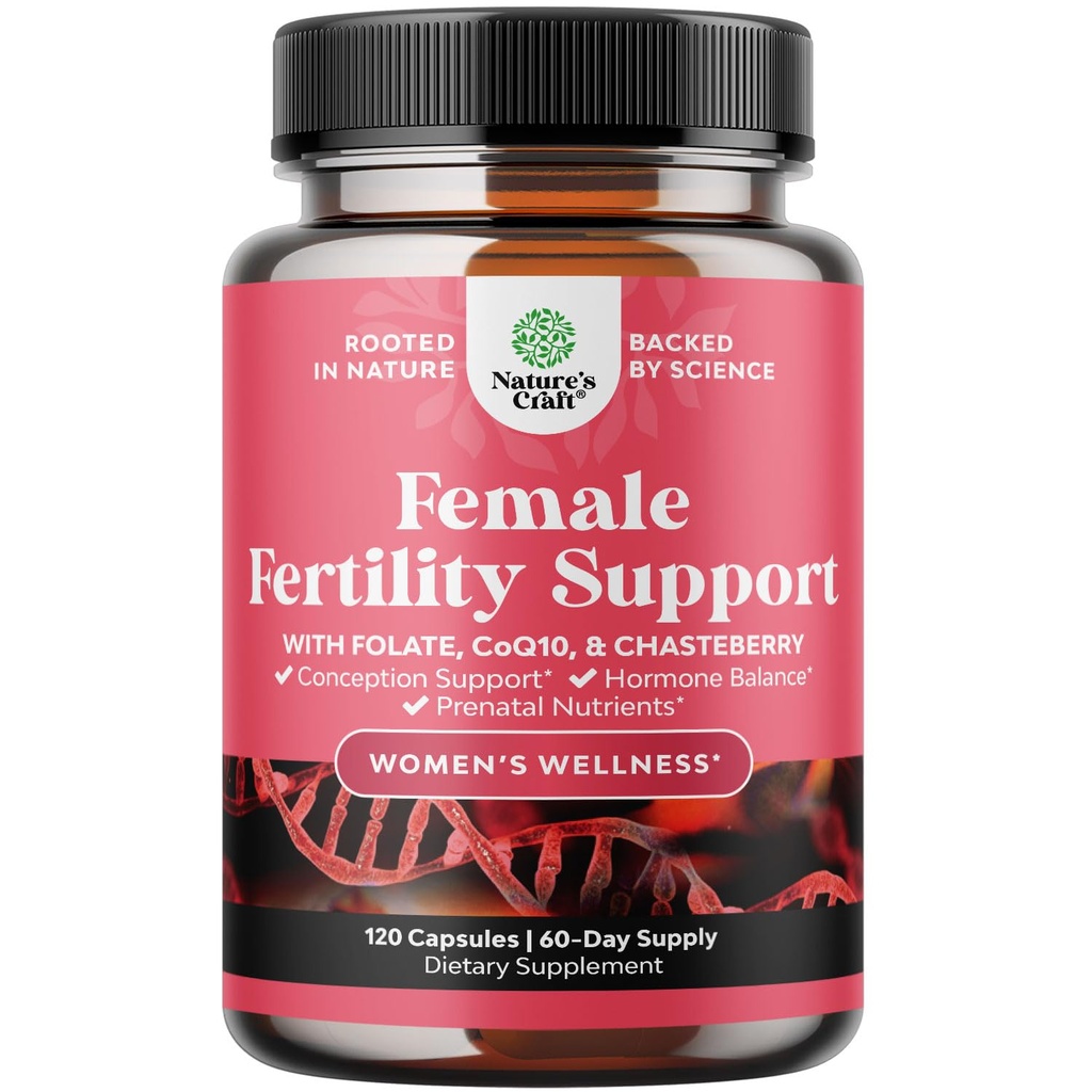 Fruchtbarkeitsergänzung für Frauen mit pränatalen Multivitaminen - Weibliche Fruchtbarkeitsunterstützung mit pränataler Choline Inositol Folate Chasteberry und CoQ10 Fruchtbarkeitsmischung für Frauen zur Förderung schnellerer Konzeption