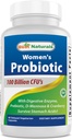 Best Naturals Probiotics for Women 100 Billion CFU - 10 Strains + Prebiotics Fiber + Digestive Enzym Blend + Women's Health Herbal Blend - Immune, Digestive & Gut Health - 60 Deleyaed Capsules