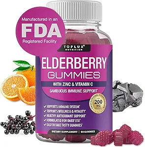 Elderberry Gummies mit Zink & Vitamin C – Sambucus Elderberry Gummy für Immunsystem Unterstützung, Natürliche Elderberry Extrakt Ergänzung für Erwachsene Kinder, Alternative zu Kapseln, Glutenfrei, 60 Gummies