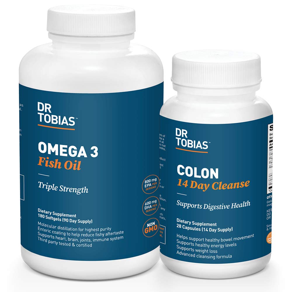 Dr. Tobias Omega 3 Fish Oil and Colon 14 Day Cleanse for Improved Digestion and Overall Health