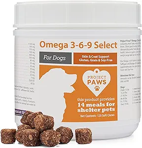 Omega 3-6-9 Select Fish Oil for Dogs - Krill Oil Skin and Coat Supplement - 120 Count