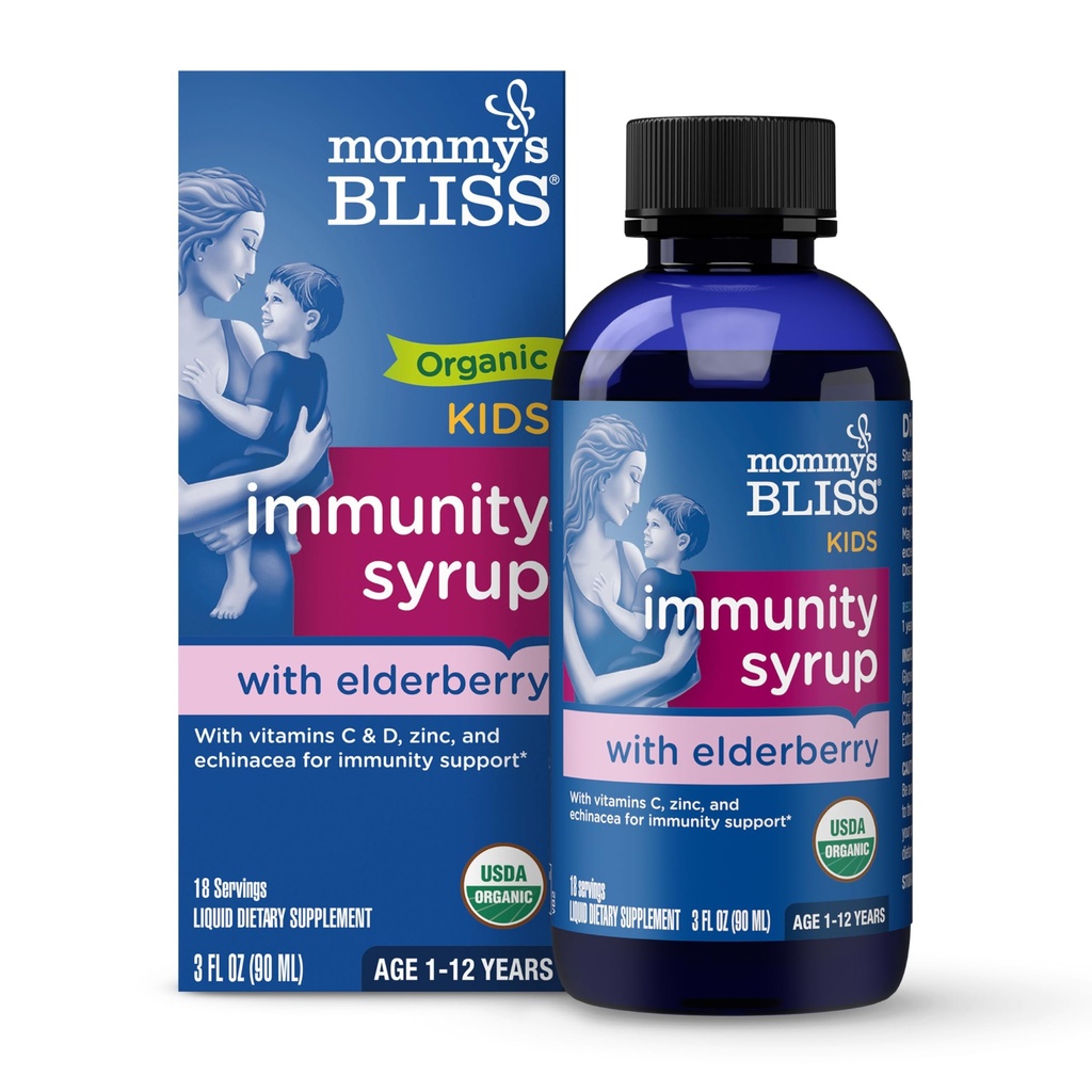 Mami's Bliss Organic Elderberry Syrup & Immunität Boost Mit Vitaminen, Prebiotics & Echinacea für Kinder & Erwachsene 1 yr+, 3 Fl Oz