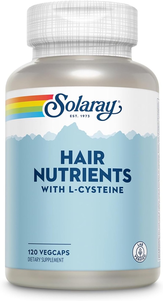 SOLARAY Haar Nährstoffe mit L-Cystein - Haar Vitamine mit Biotin für Haarwachstum Unterstützung - Haar Haut und Nägel Vitamine für Frauen und Männer - Lab Verified, 60-Day Garantie - 60 Servietten, 120 VegCaps