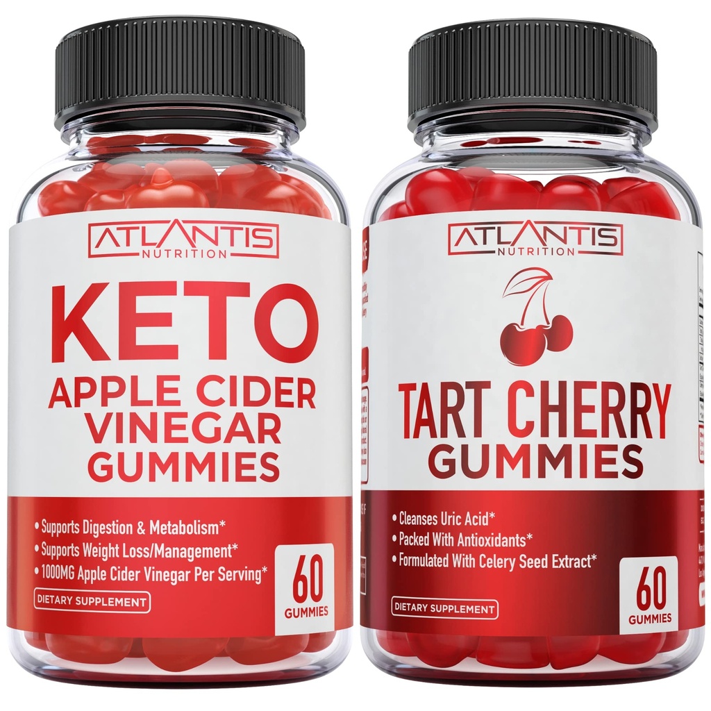 60 Keto Apple Cider Essiggummis Advanced Weight Loss + 60 Tart Cherry Gummis mit Celery Seed Extract