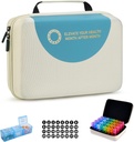 Drop-Proof Monatliche Pille Organizer 3 Mal am Tag, 30 Tage Reise-Pille Box Organizer mit 32 Tageskompartements, Medizin Organizer Box für Vitamin, Fischöl, Beilage (Beige)