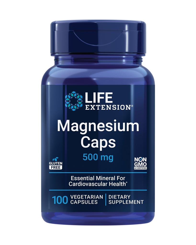 Life Extension Vitamin B6 250mg and Magnesium 500mg Capsules - Cardiovascular, Neurological, Kidney, Eye, Bone Health - 100 Vegetarian Capsules Each