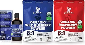 Dschungel-Pulver Wild-Berberry-Extrakt Bio-Blaube-Pulver USDA Organische Himbeer-Pulver-Blumen Himbeeren Himbeeren Pulver Volle Beere zum Backen Bilberry-Ergänzung für Augen