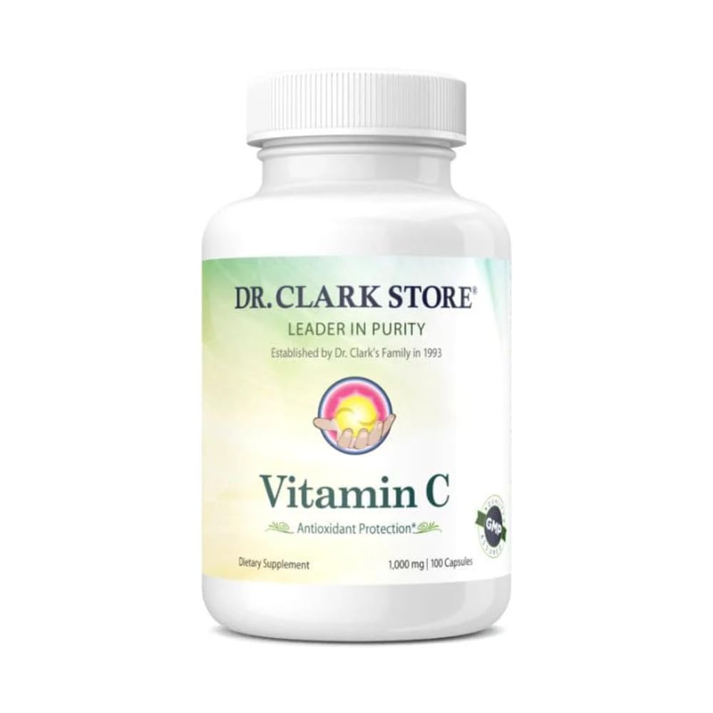 Dr. Clark Vitamin C Supplement 1000mg - Glutenfrei, Immunität Unterstützung, Potent Antioxidans, Unterstützt Gehirnfunktion, fördert Gewebebildung und Reparatur, 100 Gelatine Kapseln