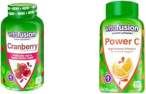 Vitafusion Cranberry Gummi für Frauen, 500mg pro Servierung, 60ct Power C Vitamin C Gummies, Orange Flavored, 282mg Vitamin C, 150 Count