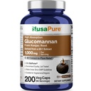 NusaPure Glucomannan 1000 mg pro Portion 200 Veg Caps (BioPerine, Non-GMO, Vegan) Konjac Root