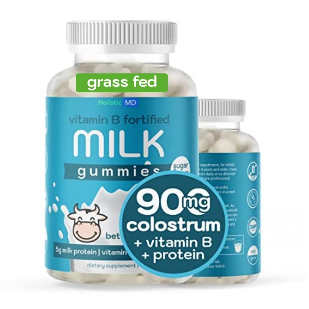 Colostrum Gummi für Kinder Erwachsene Älter | Colostrum Milchprotein Gummi mit Vitamin B Complex | Zucker Free 60 ct