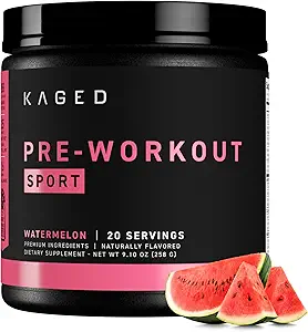 Kaged Sport Pre Workout Pulver für Männer & Frauen, Wassermelone, Sport Zertifiziert, 188mg Koffein, Nitric Oxid Supplement, Beta Alanine für Energie, Gewichtheben, Cardio Endurance & Kraft, 20 Servierungen
