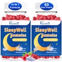 Schlafgummis für Erwachsene und Kinder - Sugar Free Melatonin Gummis mit Magnesium, L-Theanin, Vitamin B12, Vegan - Raspberry Flavored, 120 Cts