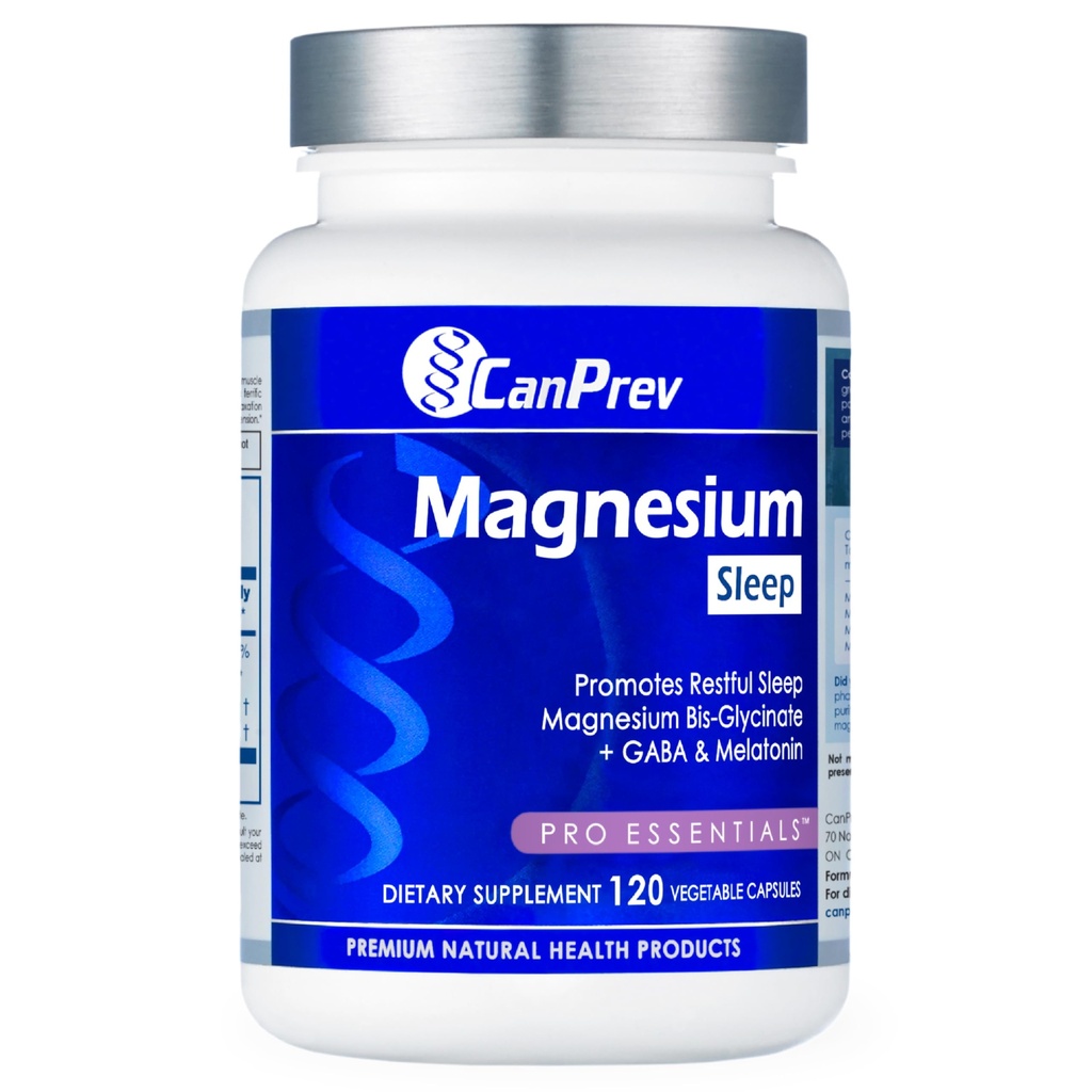 CanPrev Magnesium Bisglycinat Chelat + GABA & Melatonin, 120 Veg Caps, 120-Tage-Versorgung, Unterstützung Restige Nacht, Muskelfunktion, Förderung der Entspannung & Balanced Schlaf-Wake Cycle, Vegan, No GMO & Gluten