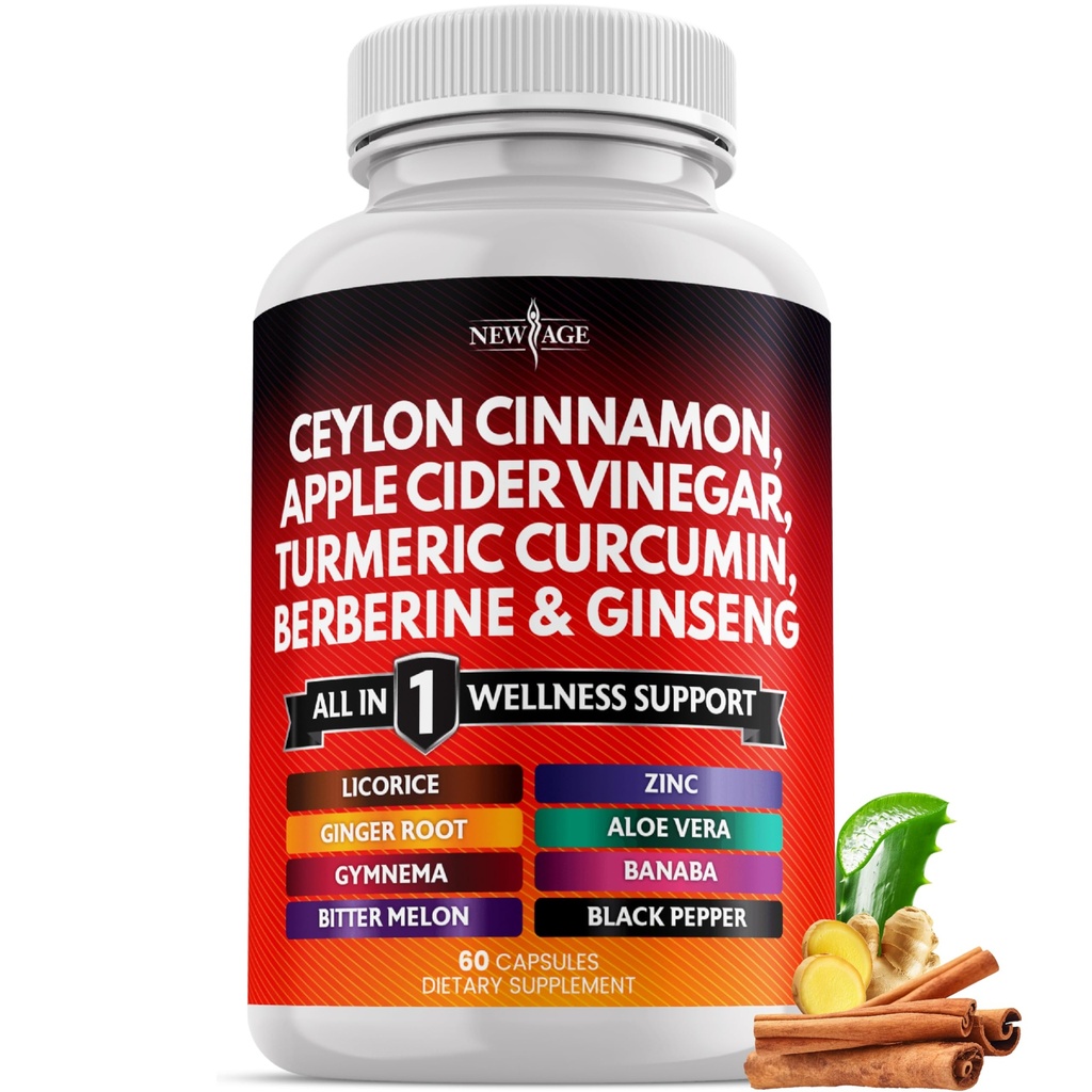 Ceylon Cinnamon, Turmeric, Apple Cider Essig, Ginseng, Aloe Vera, Berberine Plus Banaba, Ginger Root - 60 Count