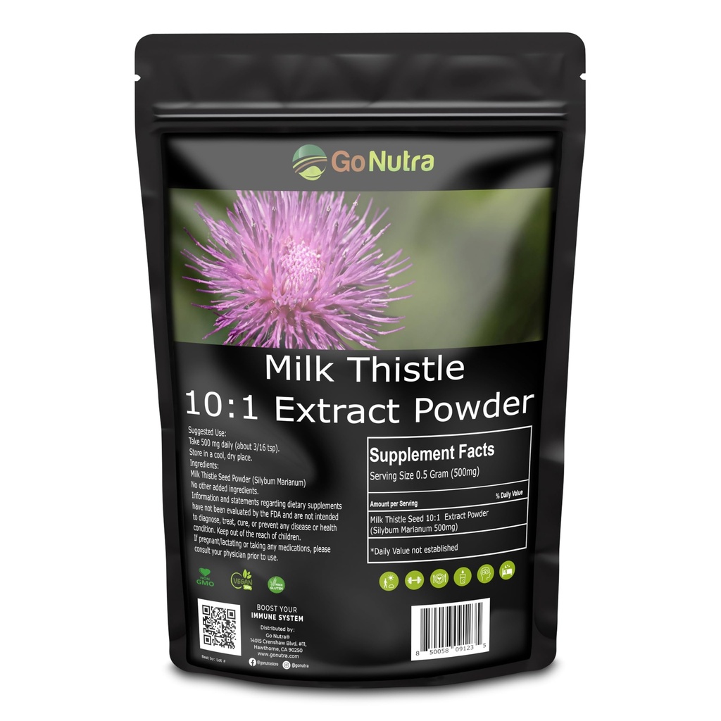 Milchdistel Pulver 1 lb. | Milchdistelextrakt 5:1 Stärke Silymarin | Silybum Marianum Kräuterergänzung Non-GMO