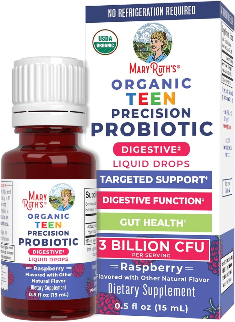 MaryRuth Organics USDA Organic Liquid Probiotic Drops for Teens | Gut Health | Verdauungsgesundheit | Occasional Digestive Discomfort | Gesamtgesundheit und Wellness | Non GMO | Vegan | 30 Servicings