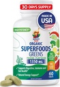 SUNNY SAM Super Food Green Supplements für Erwachsene - 60 Tabletten - Bio Super Greens mit echten Früchten, Gemüse und Kräuter für natürliche Verdauungs- und Energieunterstützung