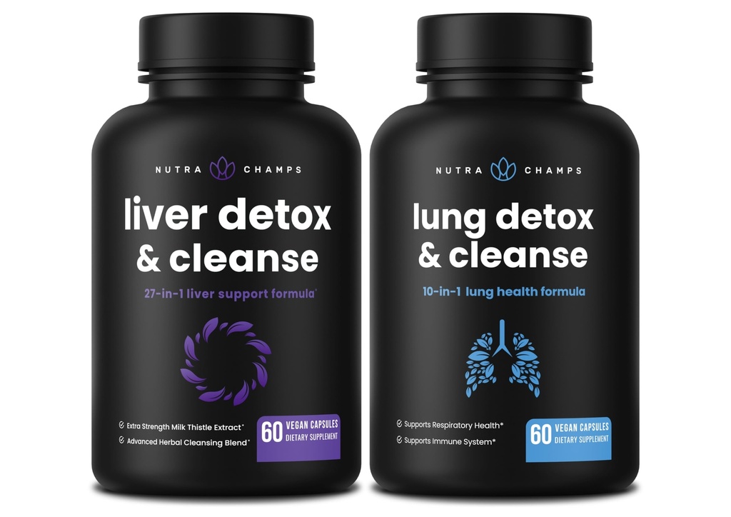 NutraChamps Liver Cleanse Kapseln und Lung Cleanse Kapseln 2 Packung Bundle