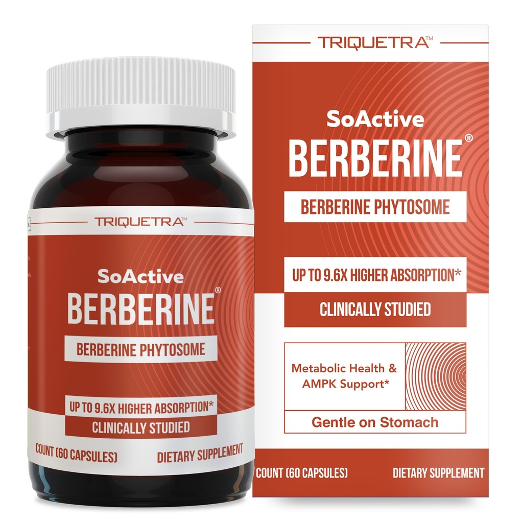 SoActive Berberine 550mg: 9.6X Höhere Absorption, Klinisch untersucht, Optimiert Phytosome | Unterstützt Metabolismus & AMPK Aktivierung | Non-GMO, Soy-Free | Klinisch validierte Dosierung | 60 Servierungen