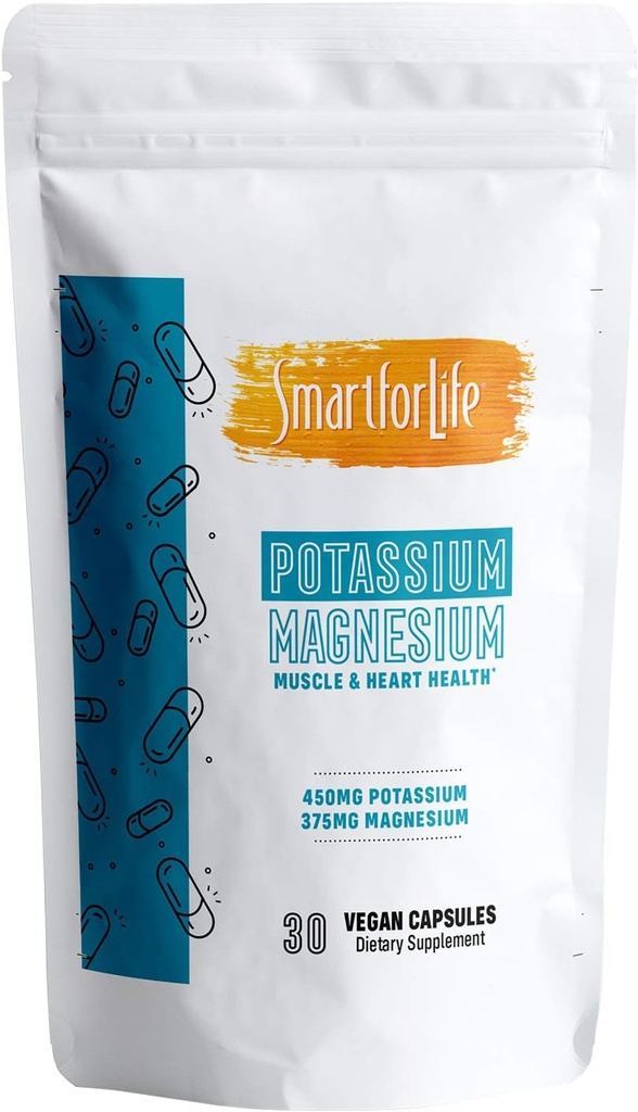 SMART FOR LIFE Kalium Magnesium Beilage - 30 Vegan Kapseln - Magnesium Kalium Beilage - Hohe Absorption Mineral Complex - Muskelunterstützung & Elektrolyt Balance