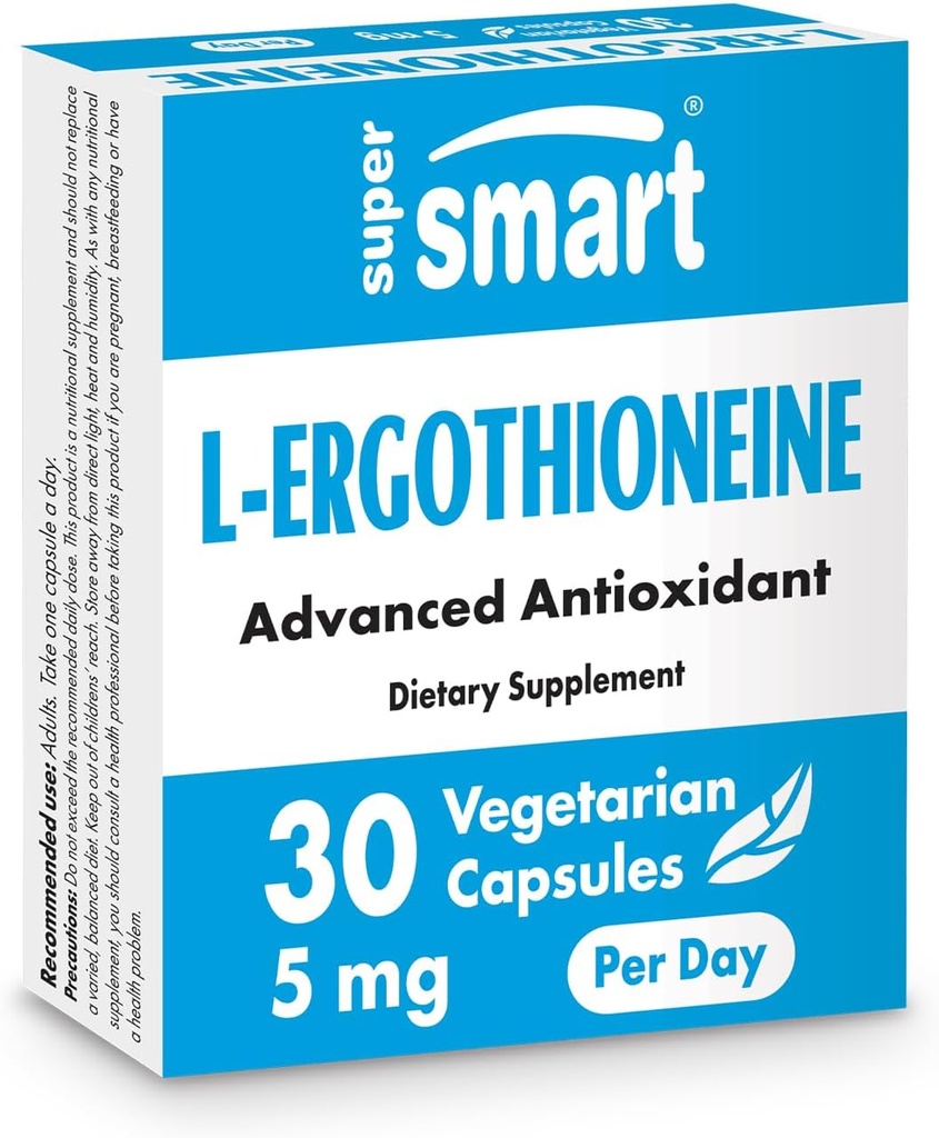 Supersmart L-Ergothioneine Ergänzung 5mg pro Tag (Erweitertes Antioxidans) | Non-GMO - 30 Vegetarische Kapseln