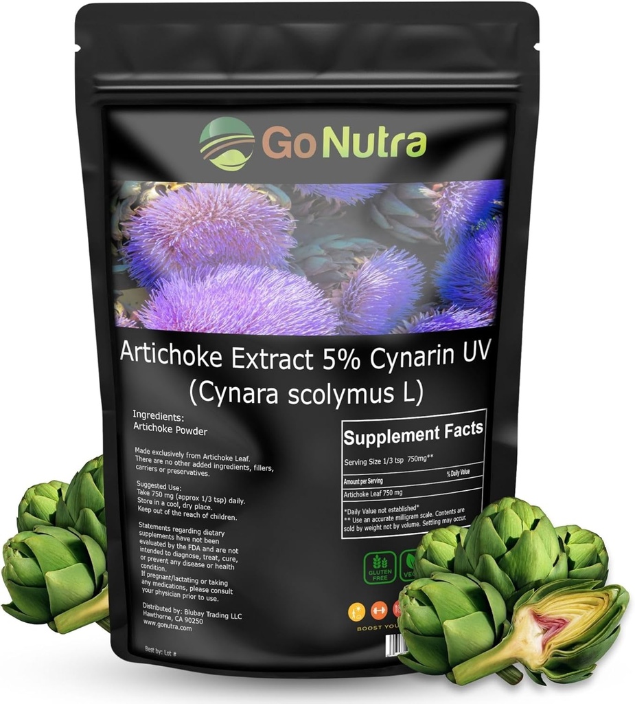 Go Nutra Artichoke Extrakt Pulver Potent 5% Cynarin Artichoke reines Pulver Artichoke Blatt & Stamm 4oz. | 150 Servierungen
