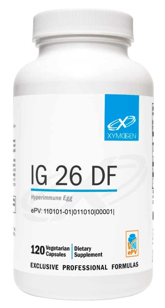 XYMOGEN IG 26 - Immunoglobulin Supplement mit IgY Max - Dairy-Free Colostrum Alternative abgeleitet von Hyperimmune Egg - Cytokine Balance & Immune Support - Ehemals IG 26 DF (120 Kapseln)