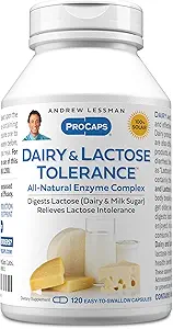 ANDREW LESSMAN Dairy und Lactose Toleranz 120 Kapseln - verbessert natürliche Verdauung von Dairy und Lactose. Milde, leistungsfähige, all-naturale Enzyme helfen, GI Störungen in der Verdauung zu vermeiden. Keine Zusatzstoffe