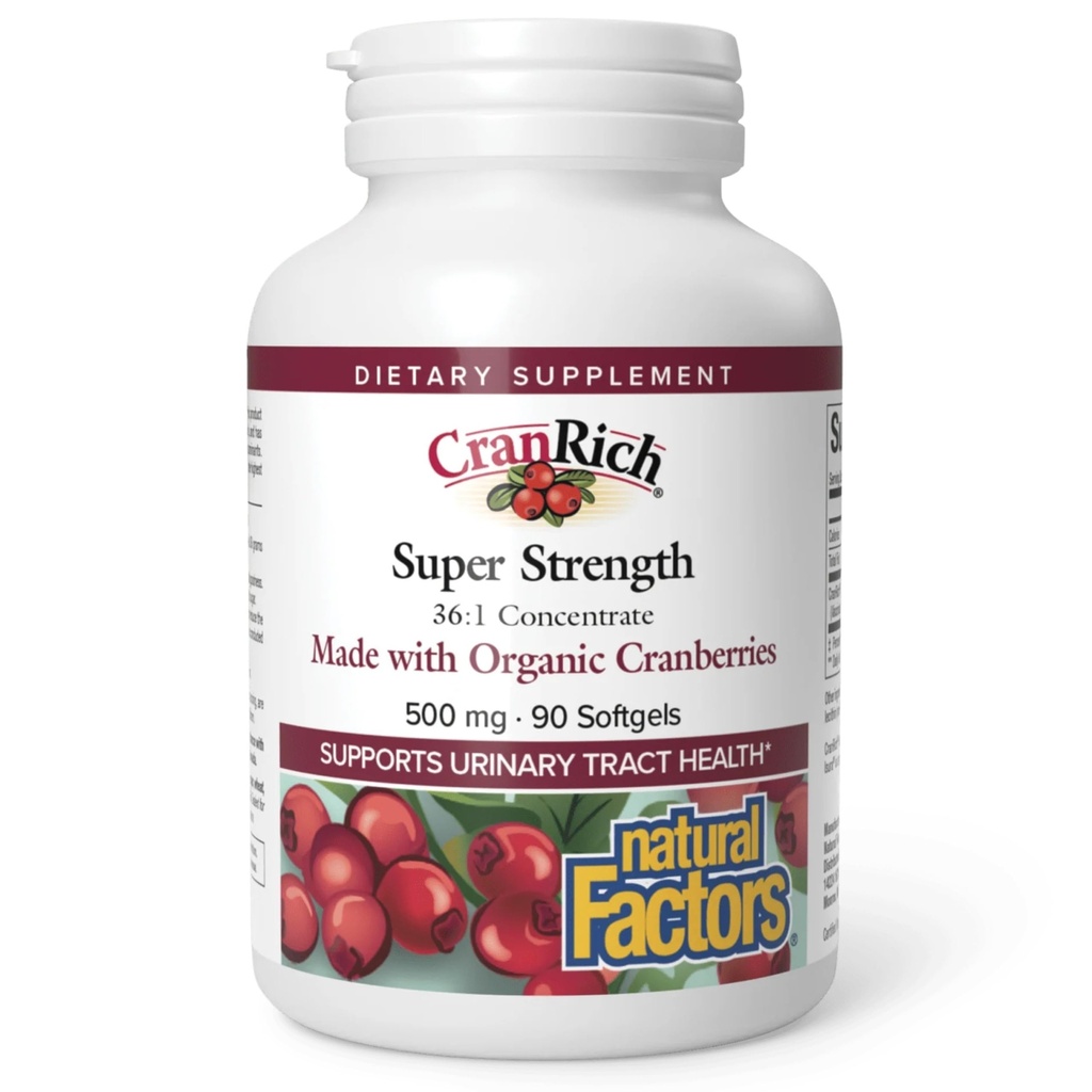 CranRich von natürlichen Faktoren, Super Strength Cranberry Konzentrat, Antioxidante Ergänzung für Urinary Tract Support, Non-GMO, 90 Softgele (90 Portionen)