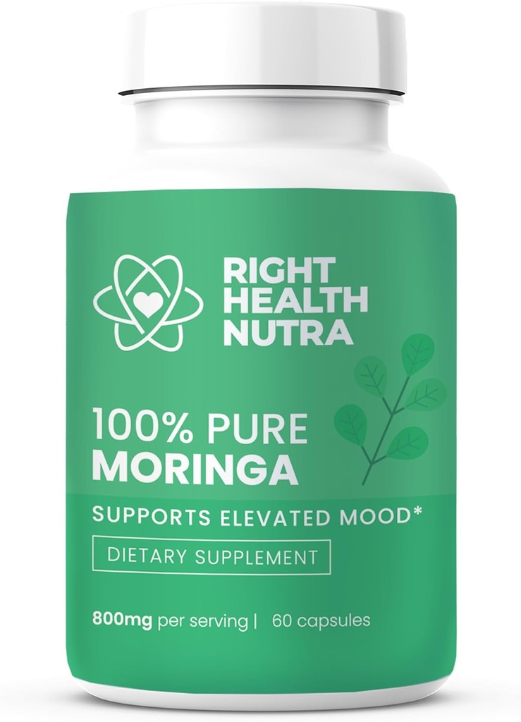 Richtige Gesundheit Nutra - 100% reine Moringa 800mg - 60 Kapseln - Nahrungsergänzung für hellere Stimmung, Enhanced Concentration, and Fortified Memory - mit Vitaminen, Mineralstoffen und Nourishing Nährstoffen