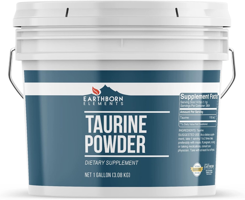 Earthborn Elements Taurine Powder 1 Gallonen Eimer, Nahrungsergänzung, keine Zusatzstoffe